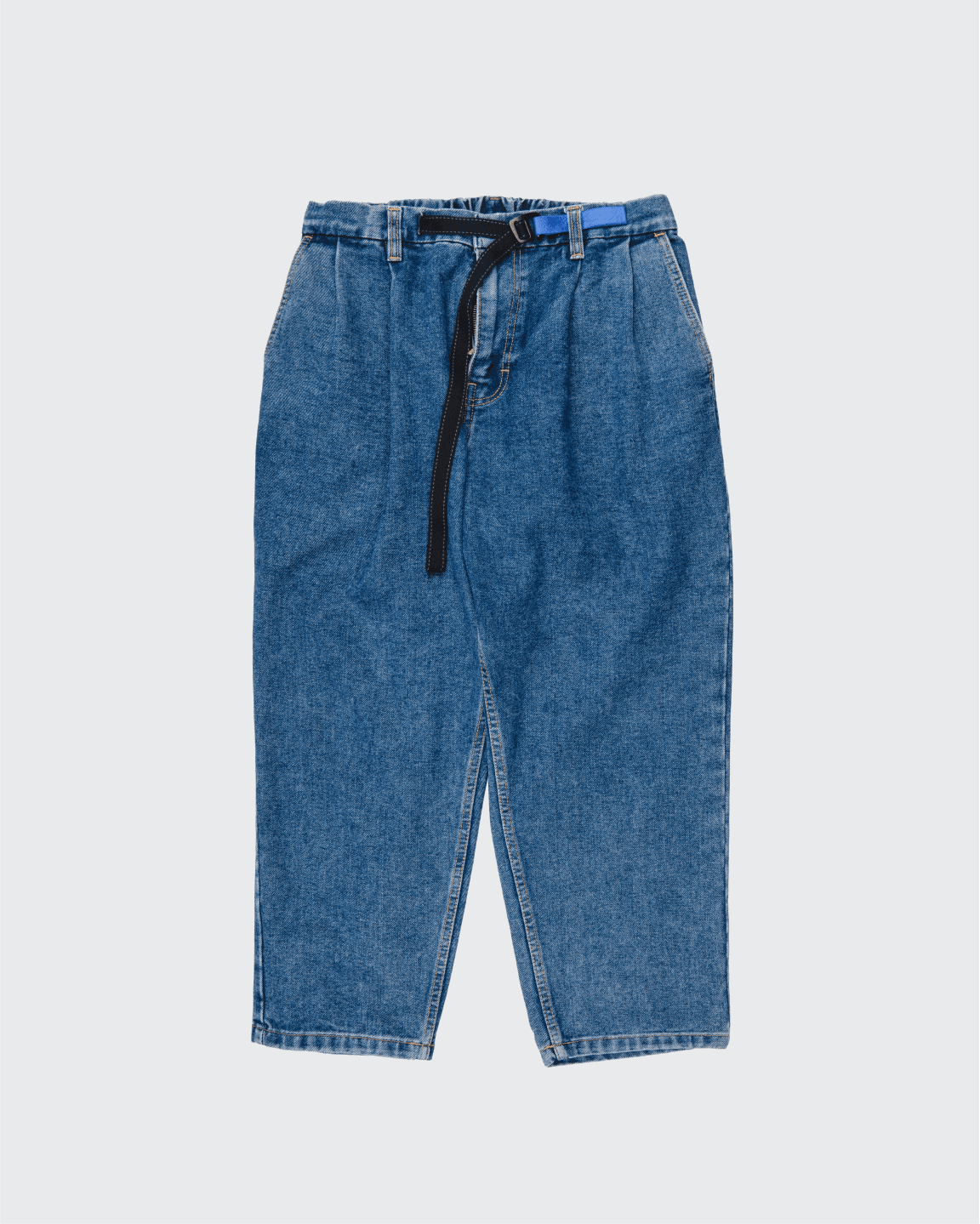 PLEATED DENIM WASH BLUE